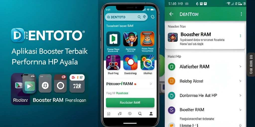 Tampilan antarmuka DENTOTO yang sederhana dan efisien untuk Booster RAM.