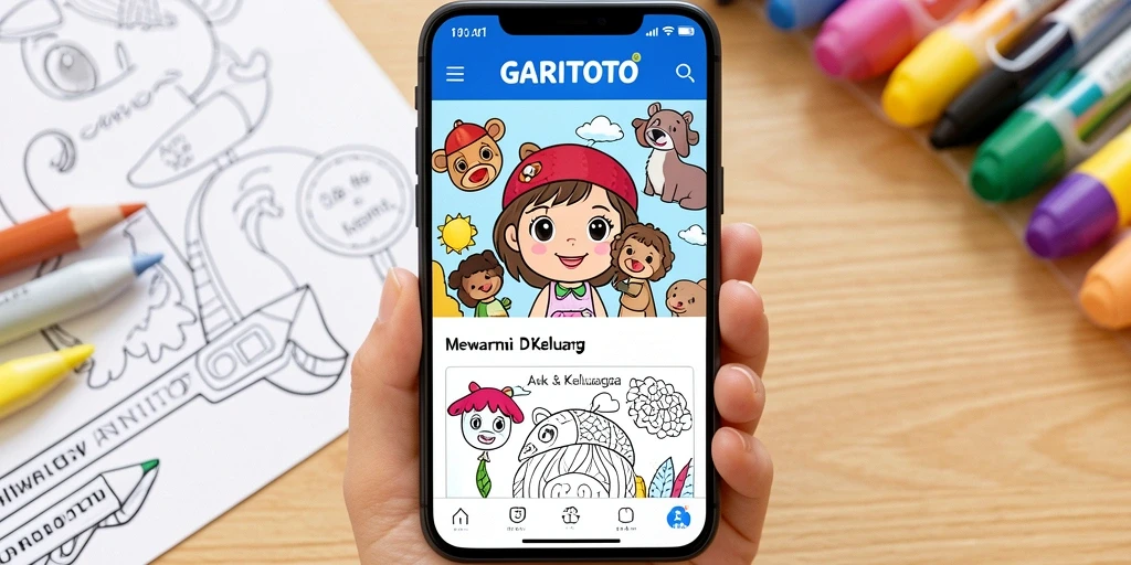 Tampilan antarmuka GARITOTO yang ramah anak saat mewarnai.
