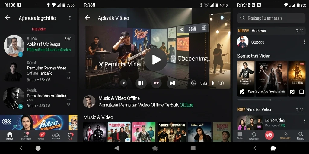 Antarmuka aplikasi Pemutar Video Offline RI188 yang sederhana dan efektif.