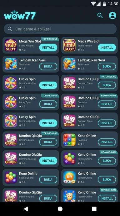 Tampilan katalog aplikasi wow77