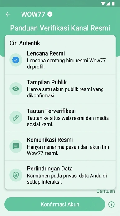 Tampilan kanal resmi wow77